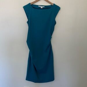 Diane von Furstenburg | Ponte Knit Cap Sleeve Ruched Faux Wrap Sheath Dress 10